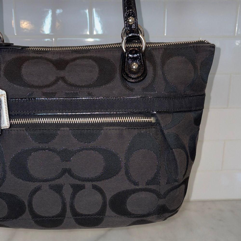 Coach Bag Purse Handbag Pocketbook Y2K Poppy Lurex Signature Logo Sateen Tote - Picture 3 of 16